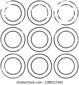 Collection of round stamps in grunge style