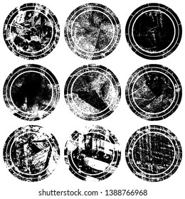 Collection of round stamps in grunge style