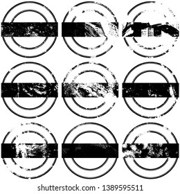 Collection of round stamps in grunge style