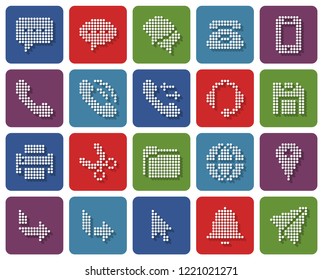 Collection of rounded square dotted icons: User interface. Set #3