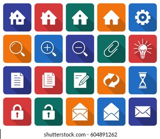 Collection of rounded square icons: User interface. Set #1