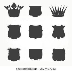 Collection of royal protector shield silhouettes
