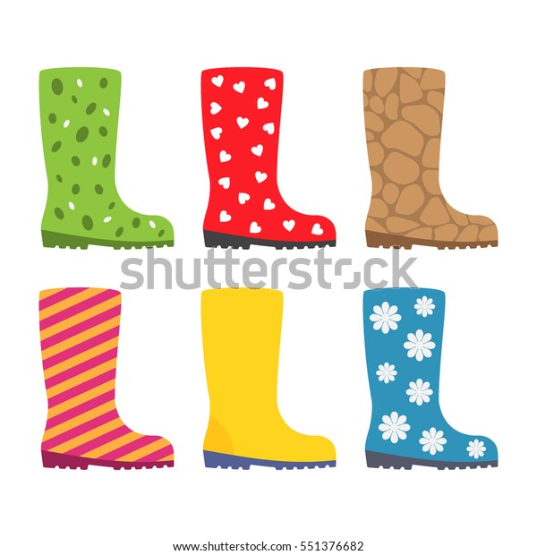 Rubber Boots Different Prints Flat 