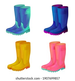 Collection Of Rubber Boots. EPS 10