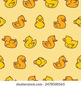 Collection of Rubber Duck Seamless Pattern Vector illustration for Print, Wallpaper, Decoration.