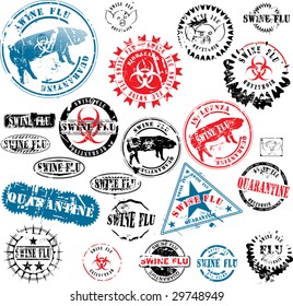 Collection of rubber stamps about swine flu. See other rubber stamp collections in my portfolio.