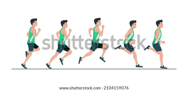 Collection of running man\
illustration Animation sprite set  Sport. Run. Active fitness.\
Exercise and athlete. Variety of sport movements. Flat vector\
illustration