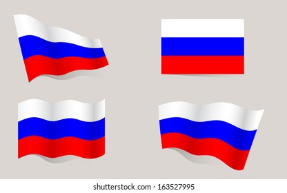 Collection of russian flags moving in the wind in vector