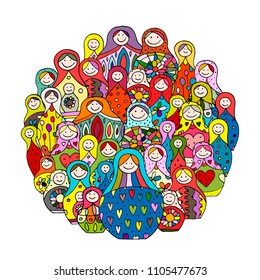 Collection of russian nesting dolls, Matryoshka for your design