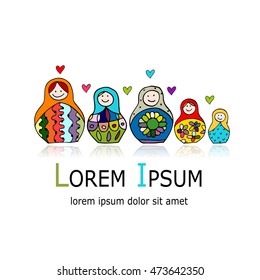 Collection of russian nesting dolls, Matryoshka for your design