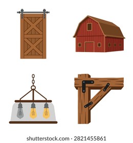 A collection of rustic farm themed design elements and icons