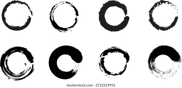 Coleção de círculos zen zen texturizados rústicos para design gráfico criativo.