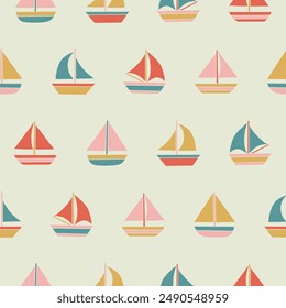 Collection of Sailboat Vector Seamless Pattern illustration Design