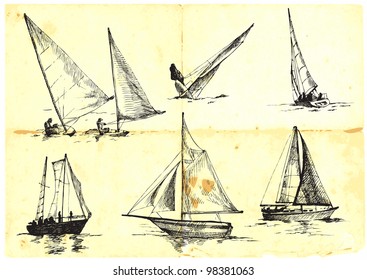 collection of sailing boats - yachts - Sport