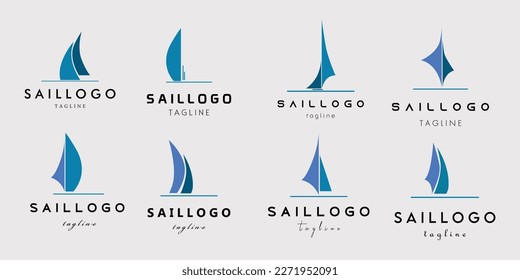 collection of sailing ship logo vector illustration design