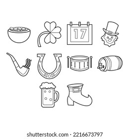 collection of saint patrick day icon vector