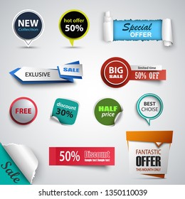 Collection sale abstract pointers and labels design elements