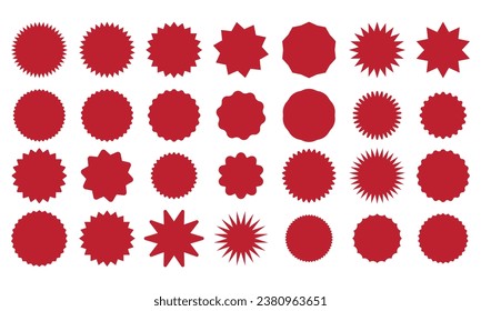 Collection of sale badges.sunburst collection .Abstract red sticker special offer, sale discount Price tag vector illustration bundle isolated white background.