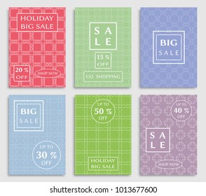 Collection of sale banners, flyers. Modern and vintage social media placard set for mobile website, posters, email and newsletter designs, ads, online shopping, promotional material. Line patterns set