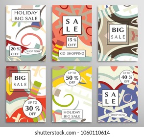 Collection of sale banners, flyers. Modern and vintage social media placard set for mobile website, posters, email and newsletter designs, ads, online shopping, promotional material. Abstract patterns