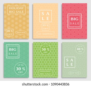 Collection of sale banners, flyers. Modern and vintage social media placard set for mobile website, posters, email and newsletter designs, ads, online shopping, promotional material. Line patterns set