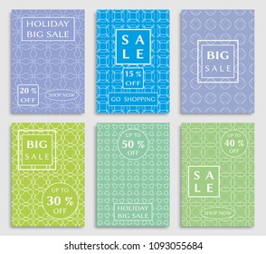 Collection of sale banners, flyers. Modern and vintage social media placard set for mobile website, posters, email and newsletter designs, ads, online shopping, promotional material. Line patterns set