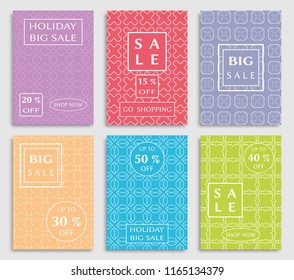 Collection of sale banners, flyers. Modern and vintage social media placard set for mobile website, posters, email and newsletter designs, ads, online shopping, promotional material. Line patterns set