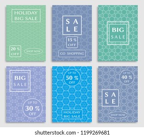 Collection of sale banners, flyers. Modern and vintage social media placard set for mobile website, posters, email and newsletter designs, ads, online shopping, promotional material. Line patterns set