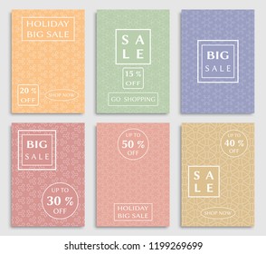 Collection of sale banners, flyers. Modern and vintage social media placard set for mobile website, posters, email and newsletter designs, ads, online shopping, promotional material. Line patterns set