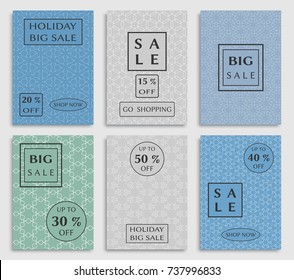 Collection of sale banners, flyers. Modern and vintage social media placard set for mobile website, posters, email and newsletter designs, ads, online shopping, promotional material. Line patterns set