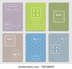 Collection of sale banners, flyers. Modern and vintage social media placard set for mobile website, posters, email and newsletter designs, ads, online shopping, promotional material. Line patterns set