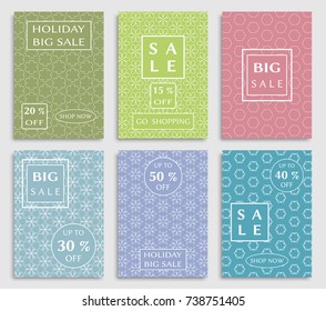 Collection of sale banners, flyers. Modern and vintage social media placard set for mobile website, posters, email and newsletter designs, ads, online shopping, promotional material. Line patterns set