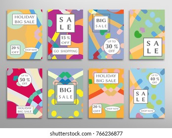 Collection of sale banners, flyers. Modern and vintage social media placard set for mobile website, posters, email and newsletter designs, ads, online shopping, promotional material. Abstract patterns