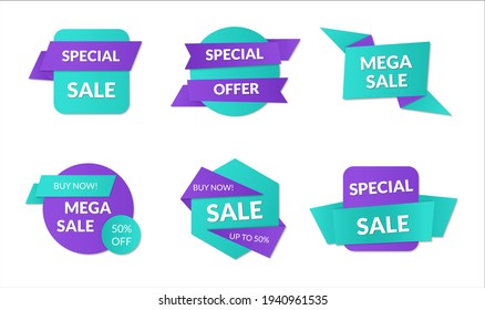 Collection of Sale banners. Shopping discount tags. Set of labels. Vector illustration