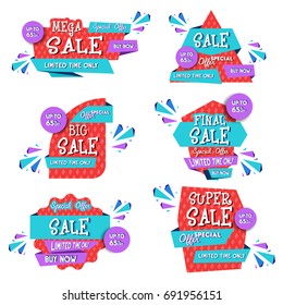 Collection of Sale Banners, Tags, Labels And Stickers. Vector Illustration