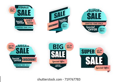 
Collection of Sale Banners, Tags, Labels And Stickers. Vector Illustration