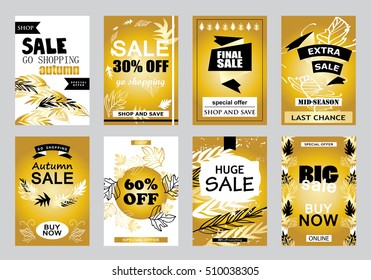 Collection of sale banners, vector illustration. Hand drawn vintage and modern sketch placard set with lettering. For promotional material, promo, website and mobile banners, newsletter and ads