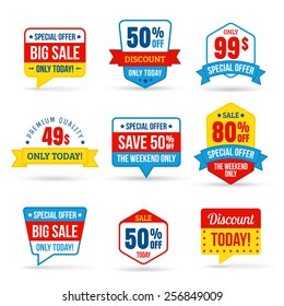 Collection of Sale Discount in flat design. Use for labels, stickers, labels and icons