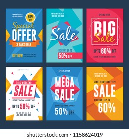 Collection of sale and discount flyers. Vector illustration for social media banners, flyer, poster and newsletter designs