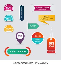 Collection of Sale Discount Styled origami Banners. Vector