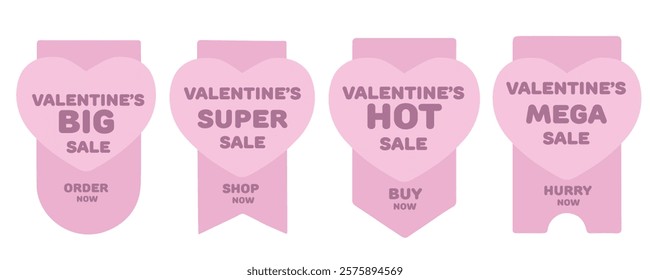 Collection of Valentine’s sale headline emblems and banners in editable vector format