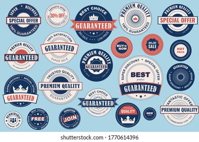 Collection sale labels. Stickers premium quality flat style for social media ads and banners, website badges, marketing, labels and stickers for online shopping templates. Vector illustration.
