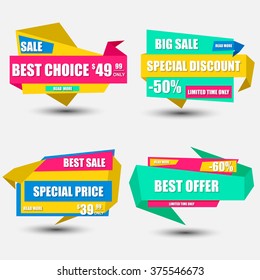 Collection sale paper banner. Sale background. Big sale. Sale tag. Sale poster. Sale vector. Super Sale and special offer, price, discount. Can be used for e-commerce, e-shopping. Vector illustration.