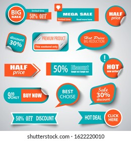 Collection sale pointers stickers and labels design elements template