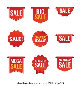 Collection of sale red promo labels isolated on white vector