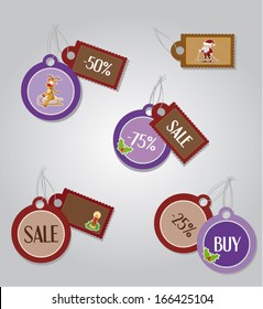 Collection of "sale" tags - christmas theme (vector)