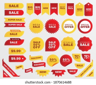 Collection of sales label Premium Vector