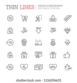 Collection of sales related line icons. Editable stroke