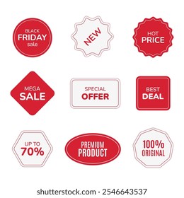 Collection of sales stickers, set of labels