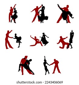 collection of samba dance silhouette vector